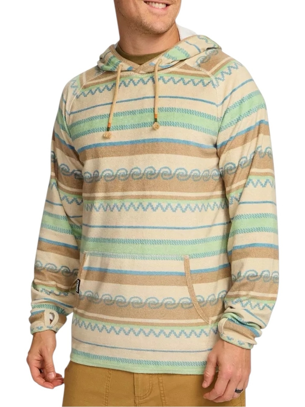 Howler Brothers Smyrna Terry cloth pull over hoodie with stripes wave pattern